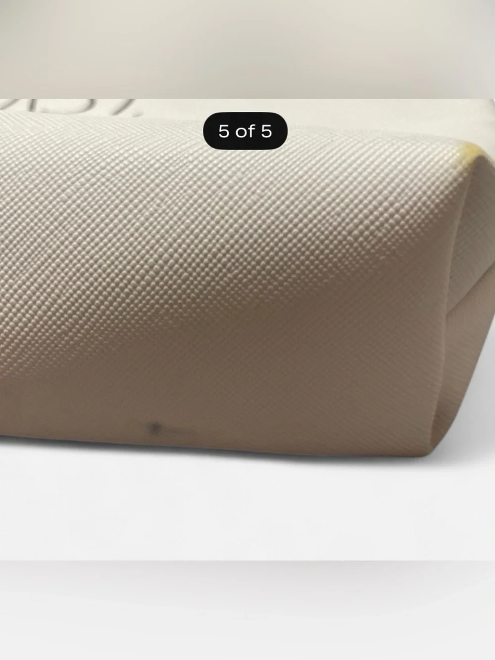 Rae Dunn White Cosmetic Pouch with Lipstick Graphic